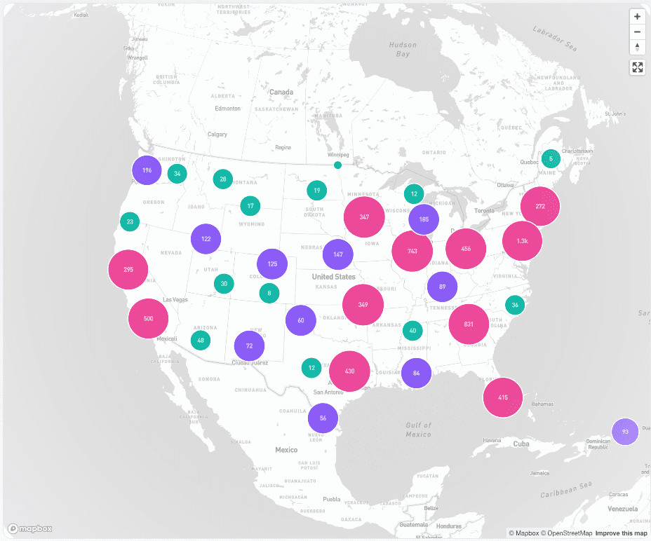 Preview of Protein Intel's interactive USDA facility map with clustered facility markers across the United States.