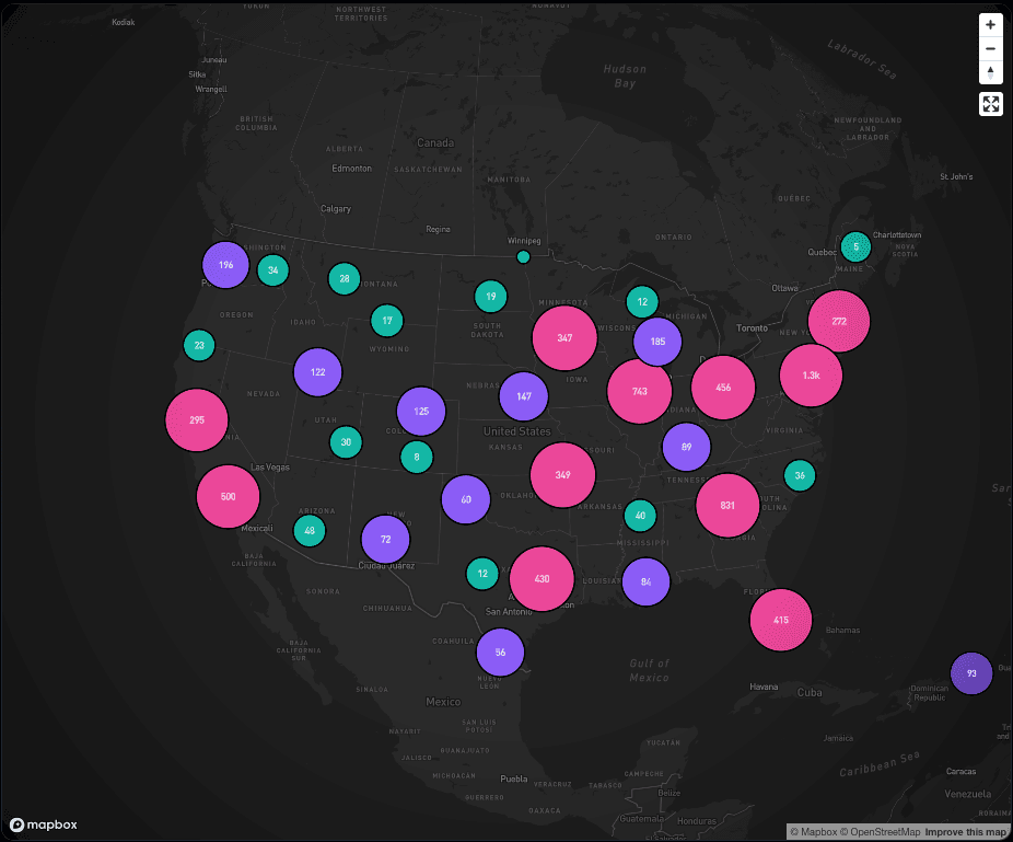 Preview of Protein Intel's interactive USDA facility map with clustered facility markers across the United States.